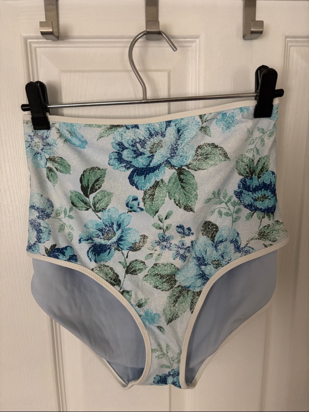Aerie XL High-Waist Floral Bikini Bottoms in Blue and Green - NWT
